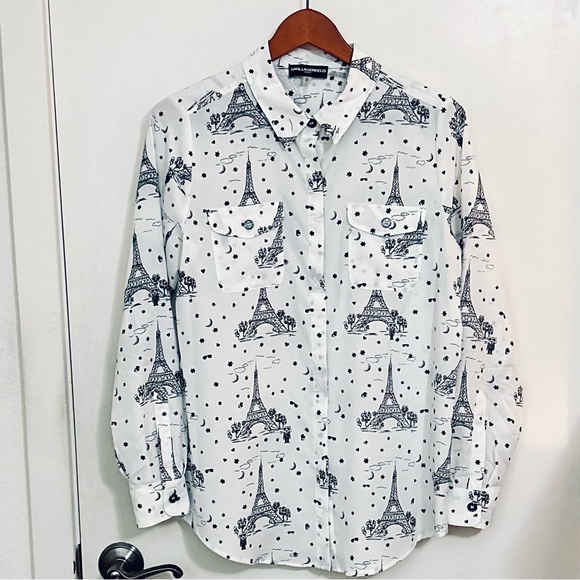 Karl Lagerfeld Paris Med White and Black Whimsical Eiffel Tower Print - Picture 1 of 11